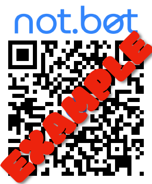 not.bot example QR code sticker